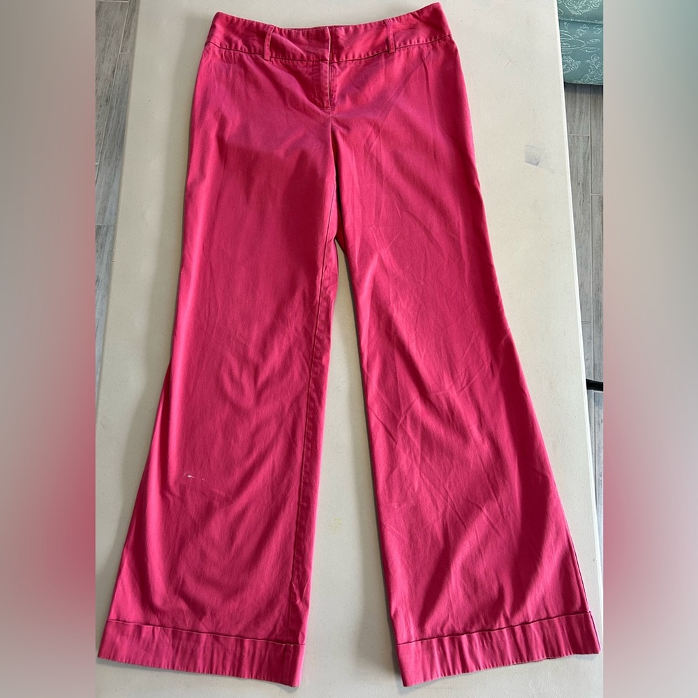 Pink Straight-Legged Cuffed Pants